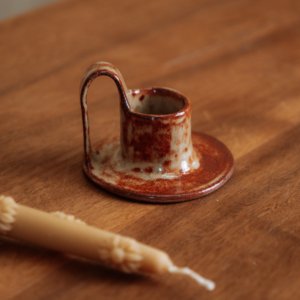 Castiçal de Cerâmica Artesanal Areia