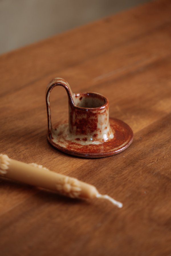 Castiçal de Cerâmica Artesanal Areia